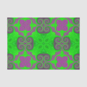 Neon Green & Hot Pink Flower Pattern Tissue Paper