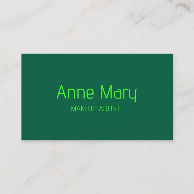 Neon Green Hunter Green Custom Makeup Artist Salon Business Card (Front)