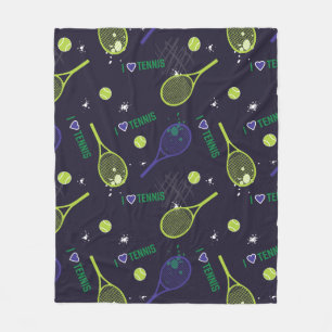 💚Neon green I love tennis Fleece Blanket