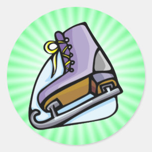 Neon Green Ice Skate. Classic Round Sticker