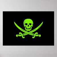 Neon Green Jolly Roger Pirate Flag