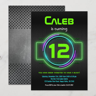 Neon Green Laser Tag Birthday Party Boy Invitation