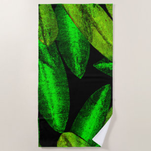 Neon Green Leaves Art. Buy Now Beach Towel