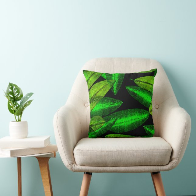 Neon Green Leaves Art. Buy Now Cushion (Chair)