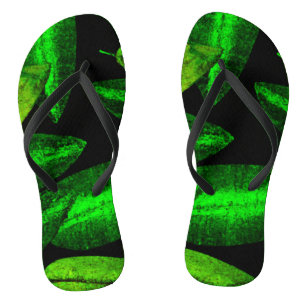 Neon Green Leaves Art. Buy Now Flip Flops