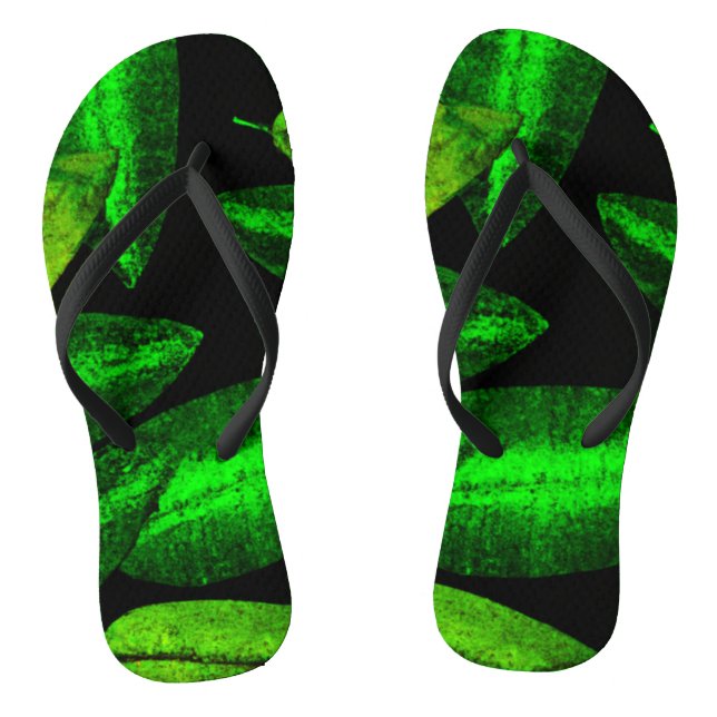 Neon Green Leaves Art. Buy Now Flip Flops (Footbed)