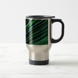 neon green lines travel mug