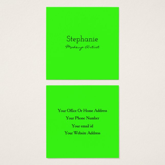 Neon Green Makeup Artist Salon Bright Colourful  (Front & Back)
