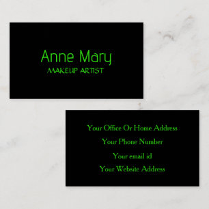 Neon Green Makeup Artist Salon Stylish Simple Business Card