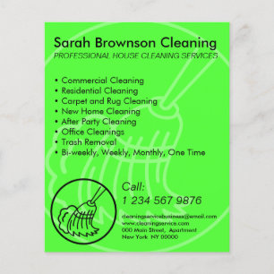 Neon Green Minimal Home Cleaning House Keeper Flyer