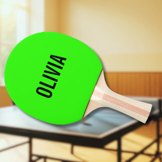 Neon Green Modern Name | Trendy Minimalist Ping Pong Paddle
