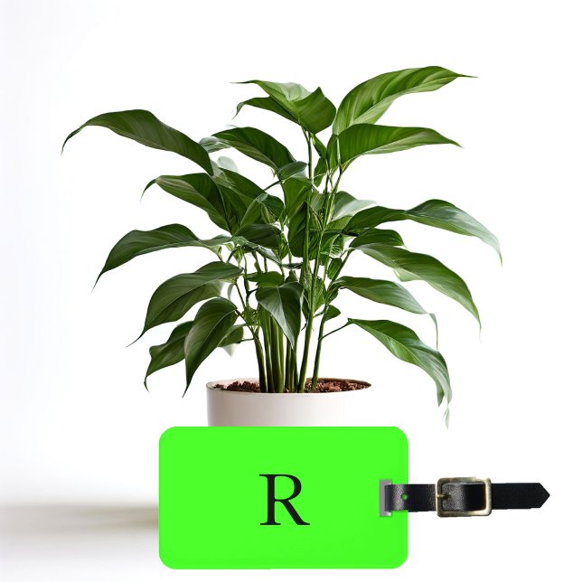 Neon Green Monogram Custom Name Initial Gift Favor Luggage Tag (Creator Uploaded)