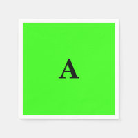 Neon Green Monogram Initial White Custom Modern