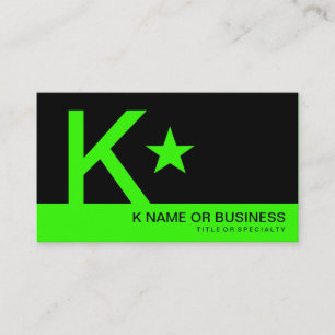 neon green monogram star business card