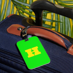 Neon Green Monogrammed Trendy Travel Bright Luggage Tag