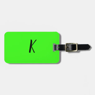 Neon Green Monograms Script Wedding Gift Favour Luggage Tag