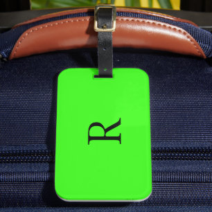Neon Green Monograms Wedding Birthday Gift Favour Luggage Tag