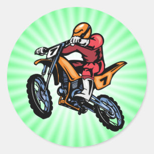 Neon Green Motocross Classic Round Sticker