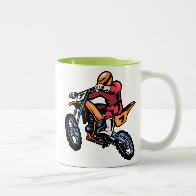Neon Green Motocross Two-Tone Coffee Mug (Right)