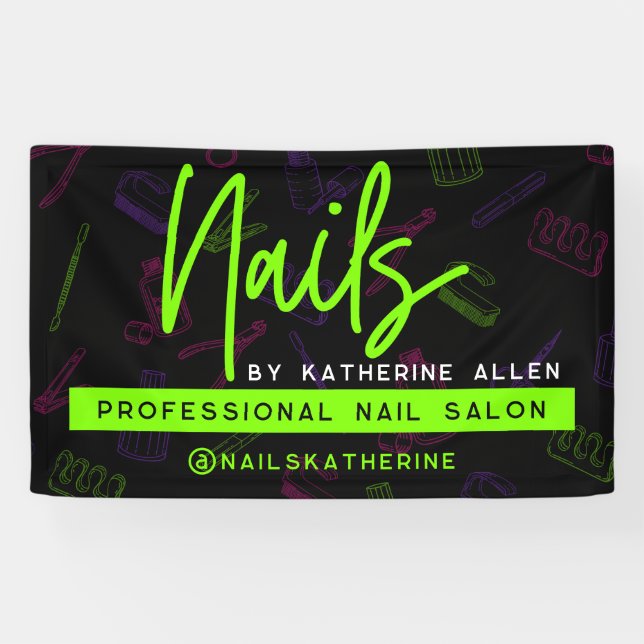Neon Green Nails Nail Salon Sign (Horizontal)