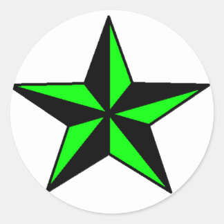 Neon Green Nautical Star Sticker Round