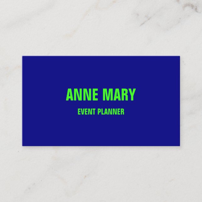 Neon Green Navy Blue Colourful Bright 2023 Business Card (Front)