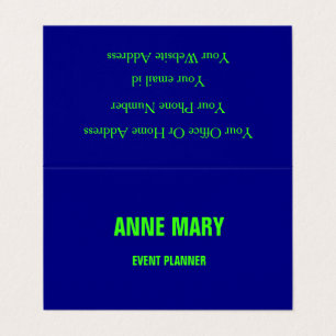 Neon Green Navy Blue Custom Colour Wedding Colourf Business Card