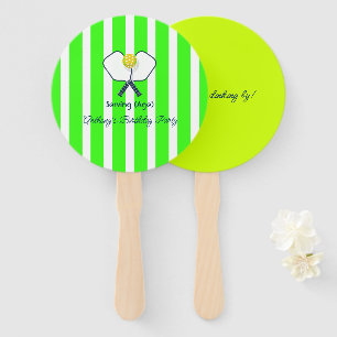Neon Green & Optic Yellow Pickleball Birthday Hand Fan