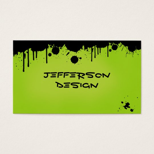 Neon Green Paint Splatters Business Card