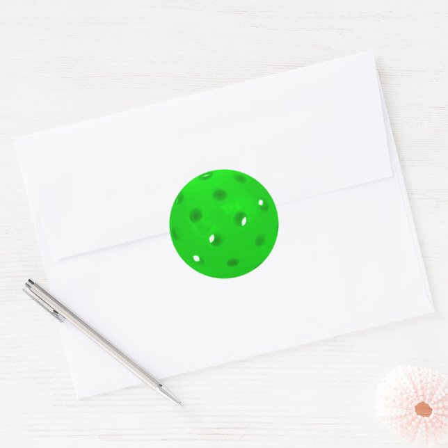 Neon Green Pickleball Classic Round Sticker (Envelope)