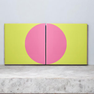 Neon Green Pink Retro Half Circle Mid Mod Abstract Tile
