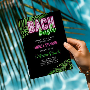 Neon Green & Pink Tropical Bachelorette Weekend Invitation