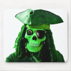 Neon Green Pirate with skully & patch Mouse Mat