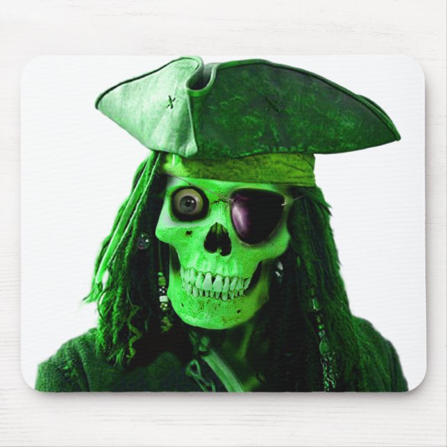 Neon Green Pirate with skully & patch Mouse Mat (Front)