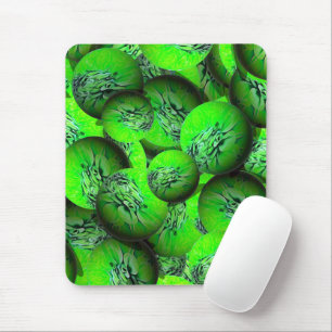 Neon green planets - pattern in 3D optics Mouse Mat
