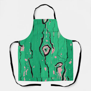 Neon Green Pop Art Wood Grain Abstract Bark Apron