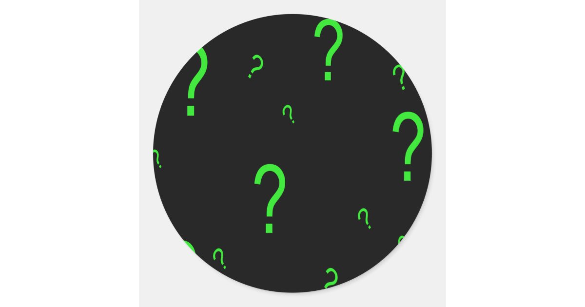 Neon Green Question Mark Classic Round Sticker Zazzle.co.uk