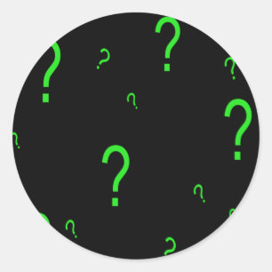 Neon Green Question Mark Classic Round Sticker