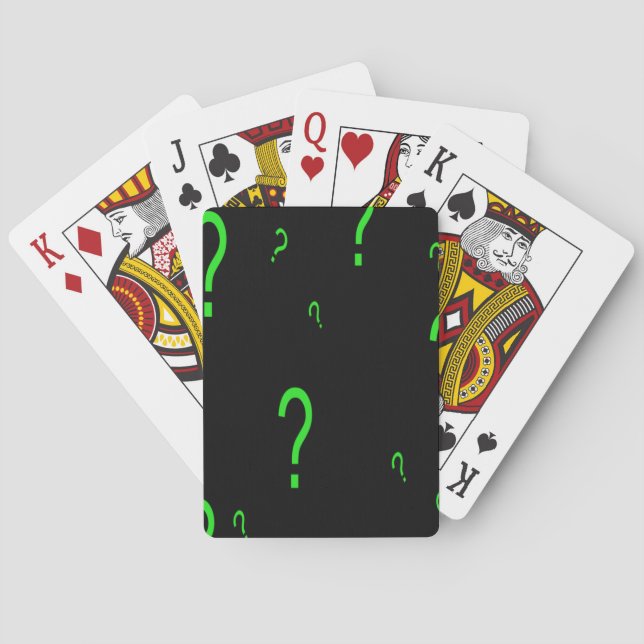 Neon Green Question Mark Playing Cards (Back)