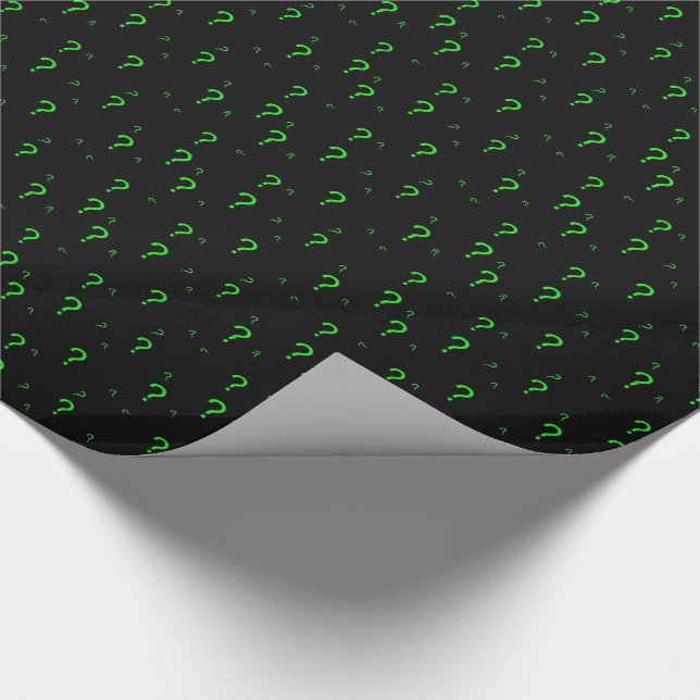 Neon Green Question Mark Wrapping Paper (Corner)