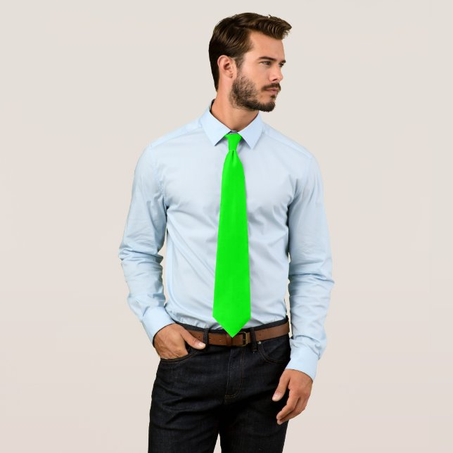 Neon Green Retro Simple Trendy Modern 80s Tie (In Situ)