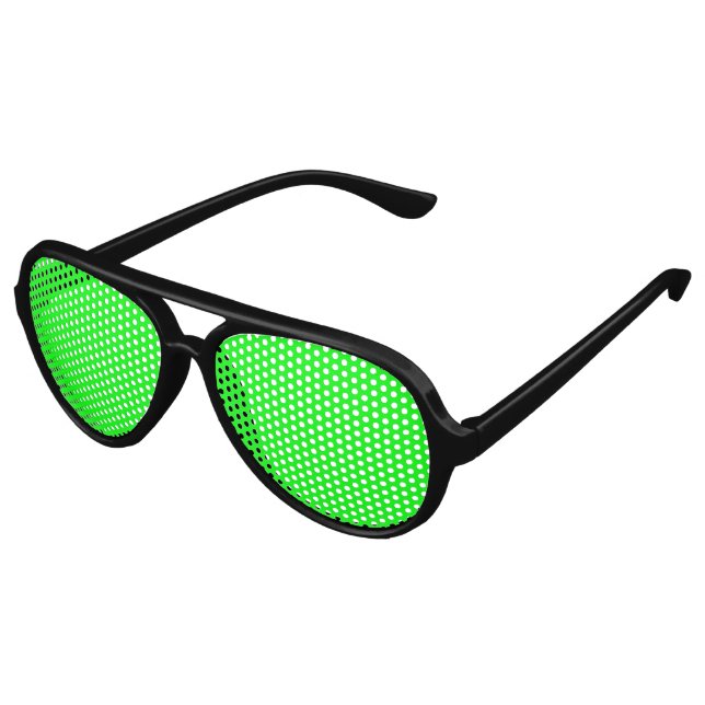 neon green screen, bright solid colour party aviator sunglasses (Angled)