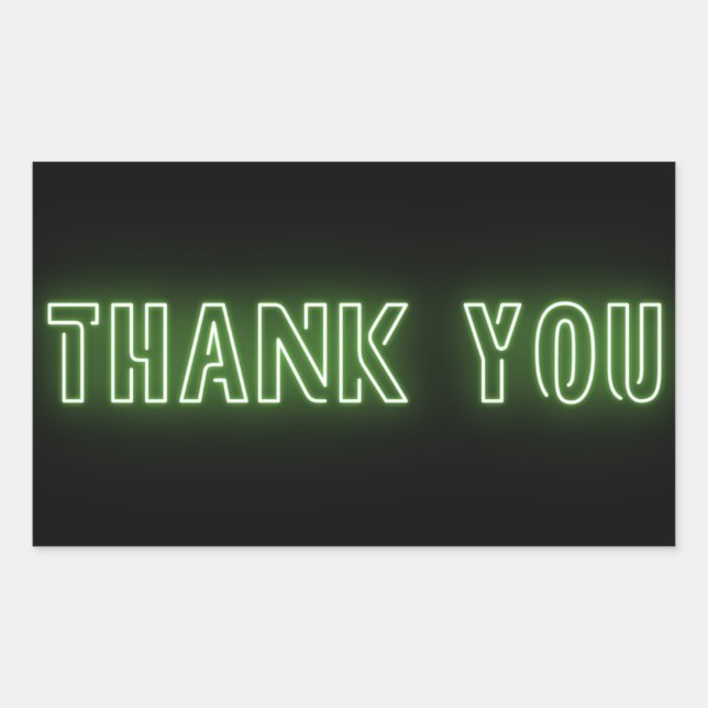 Neon Green Sign Trendy Thank You Rectangular Sticker (Front)