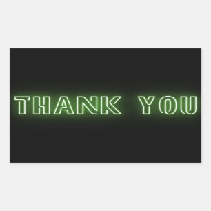 Neon Green Sign Trendy Thank You Rectangular Sticker