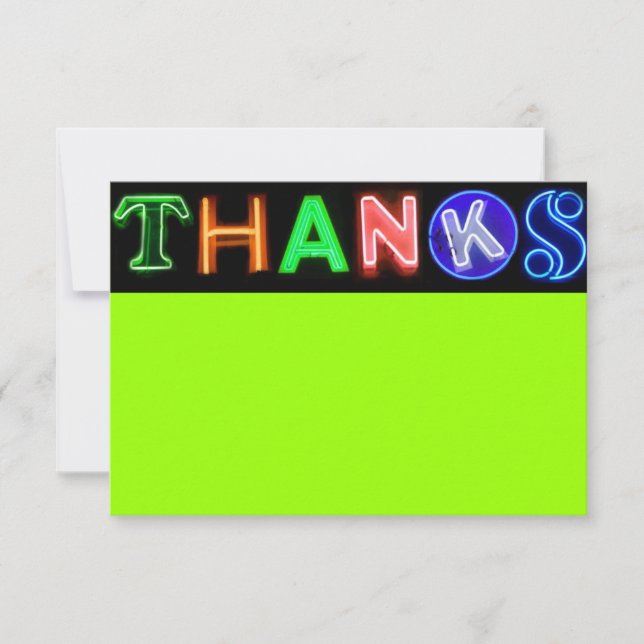NEON GREEN SIGNS Bar Bat Mitzvah Thank You Card (Front)