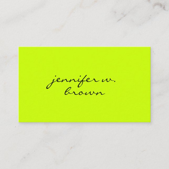 Neon green simple business card (Front)