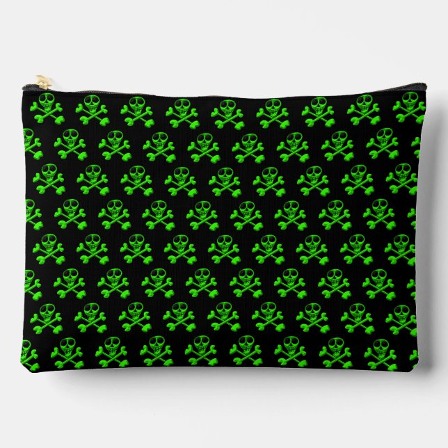 neon green skull accessory pouch (Front)