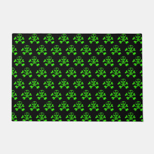 neon green skull doormat
