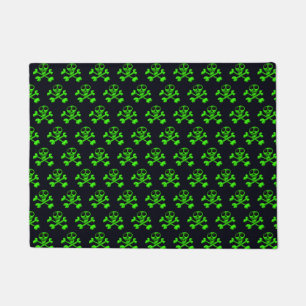 neon green skull doormat