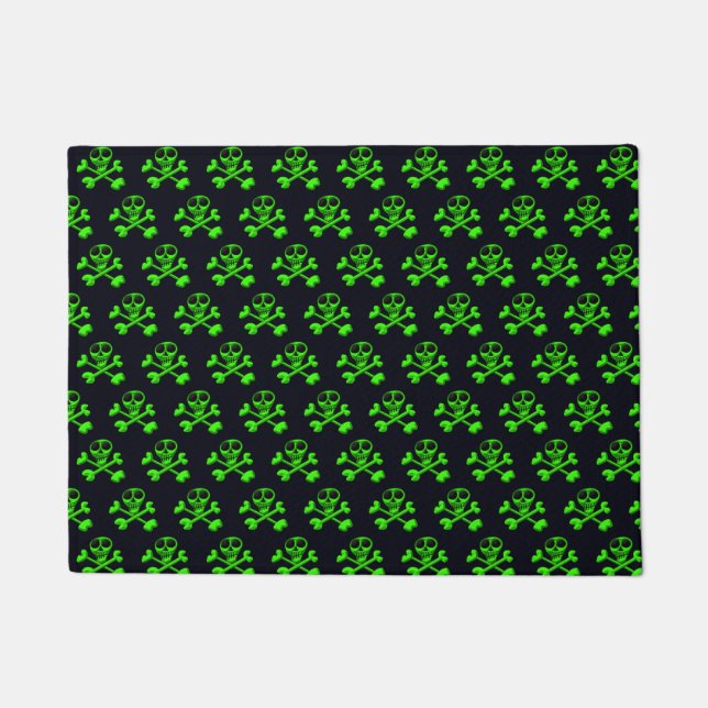 neon green skull doormat (Front)